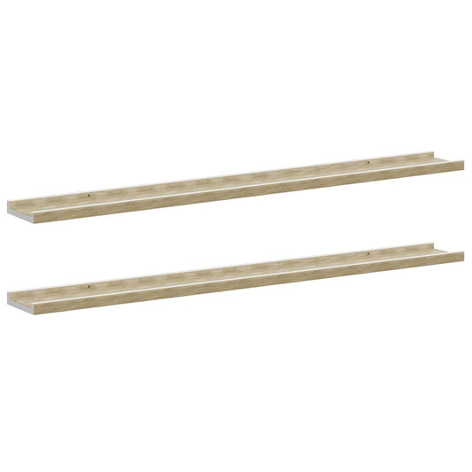 vidaXL Wall Shelves 2 pcs White and Sonoma Oak 100x9x3 cm