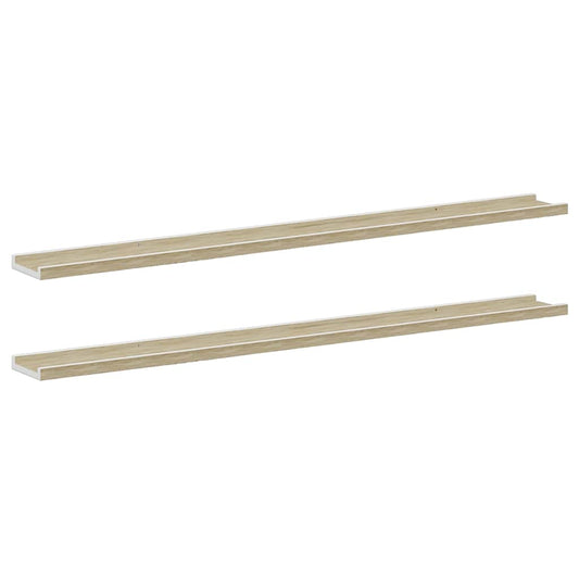 326693 vidaXL Wall Shelves 2 pcs White and Sonoma Oak 115x9x3 cm