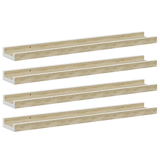 326695 vidaXL Wall Shelves 4 pcs White and Sonoma Oak 60x9x3 cm