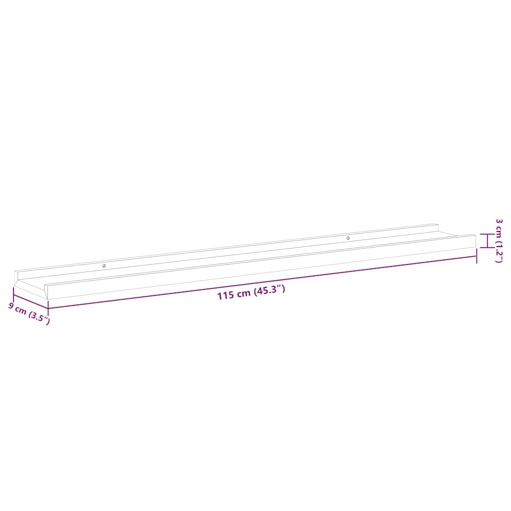 vidaXL Wall Shelf | Set of 4 | White and Sonoma Oak | MDF | 115 cm | Wall Shelf
