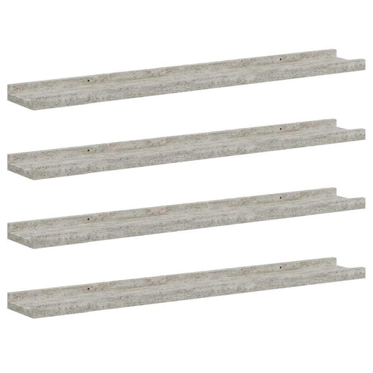 326706 vidaXL Wall Shelves 4 pcs Concrete Grey 80x9x3 cm