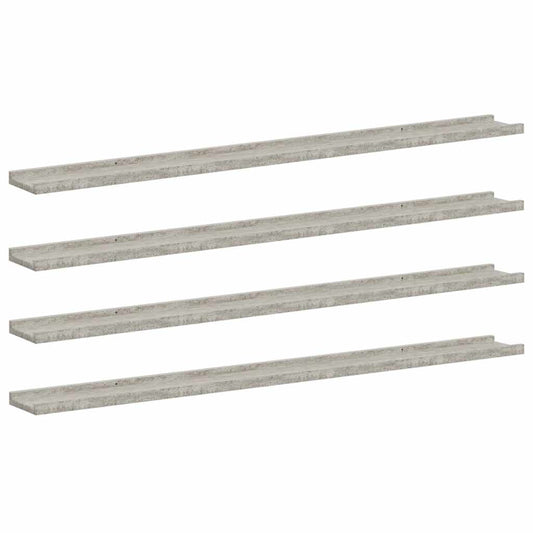326708 vidaXL Wall Shelves 4 pcs Concrete Grey 115x9x3 cm