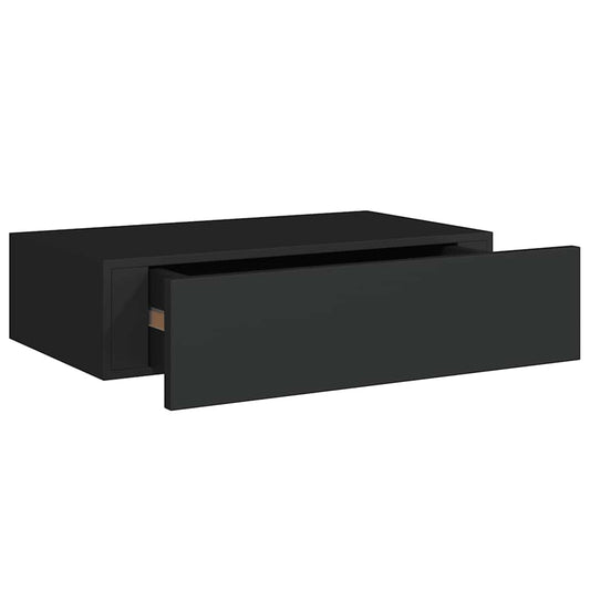 vidaXL Drawer Shelf | Black | MDF | Compact | Wall-Mounted Drawer Shelf