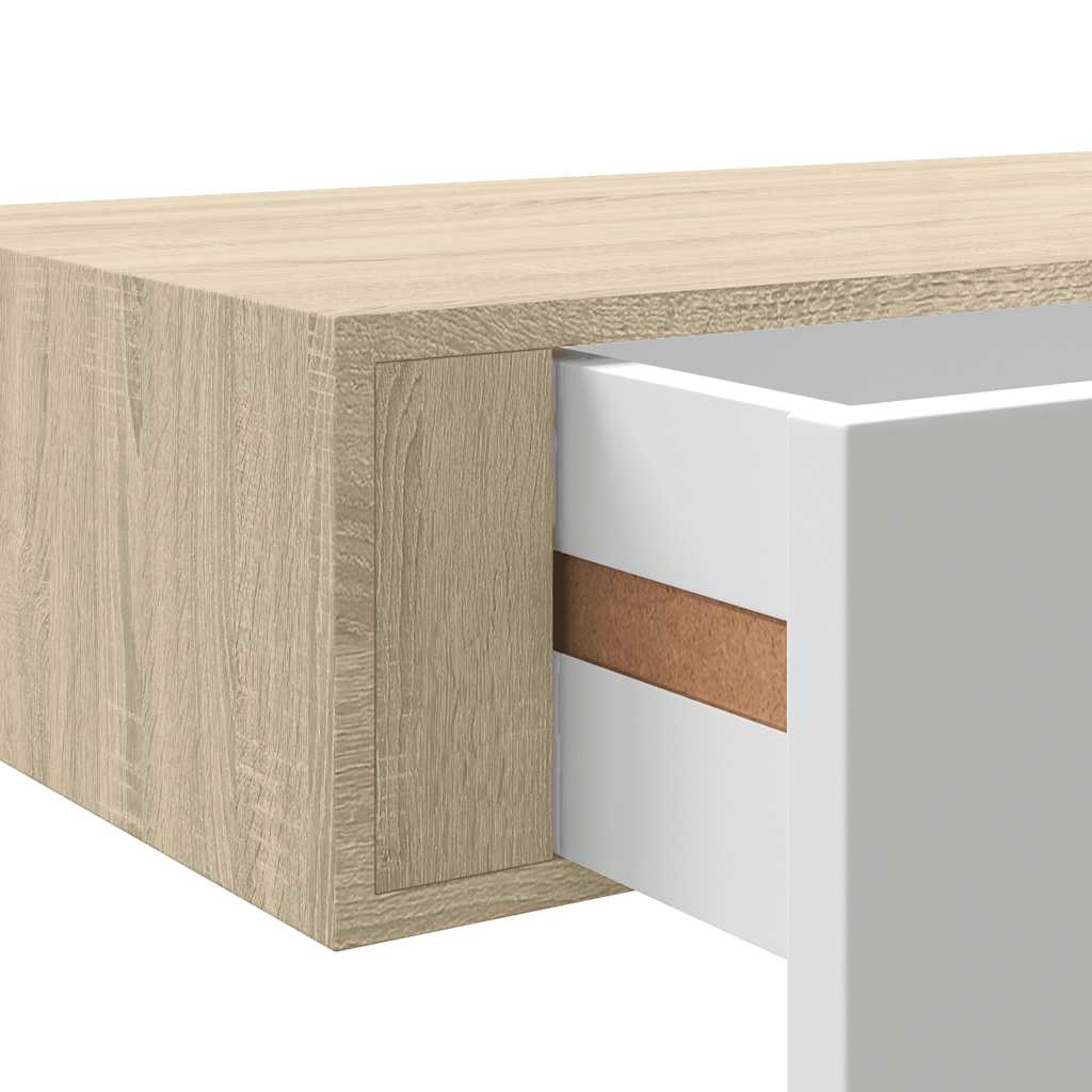 vidaXL Wall Drawer Shelves 2 pcs Oak and White 60x23.5x10cm MDF