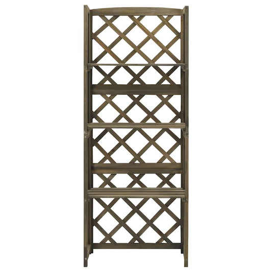 316410 vidaXL Trellis with Shelves Grey 55x30x140 cm Solid Fir Wood