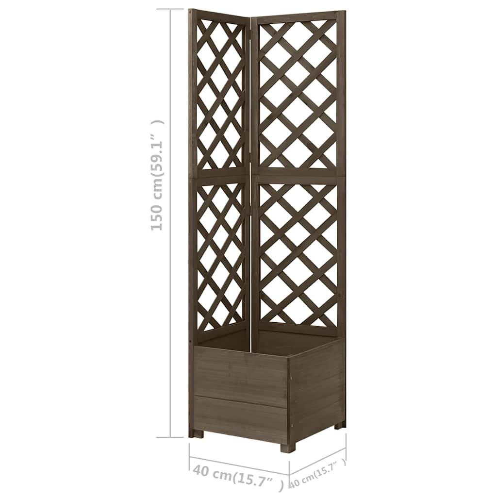 316412 vidaXL Corner Trellis Planter Grey 40x40x150 cm Solid Fir Wood