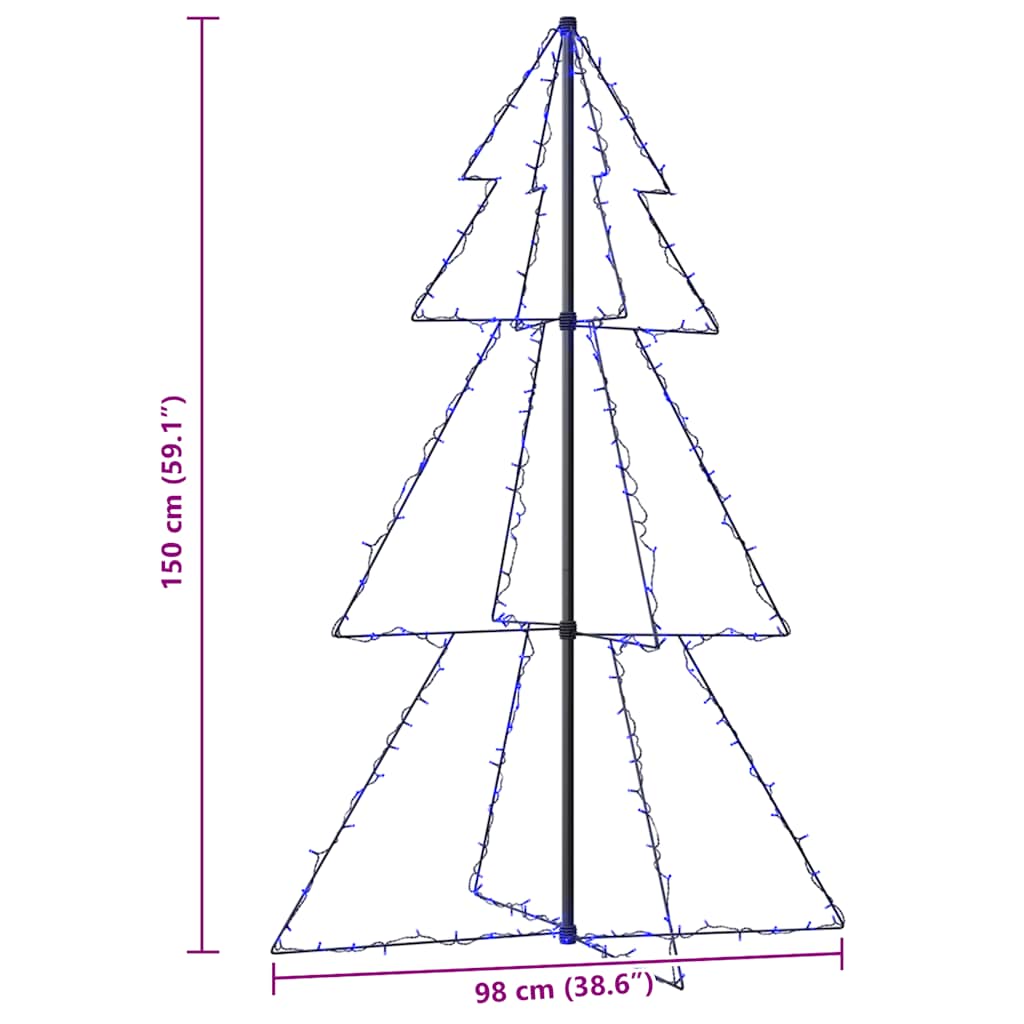 vidaXL Christmas Cone Tree 200 LEDs Indoor and Outdoor 98x150 cm