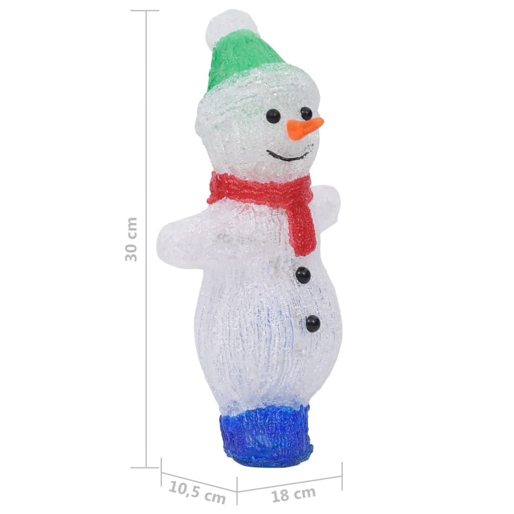vidaXL Snowman Figure | White | Acrylic | 30cm | Snowman Figure | Cylindrical