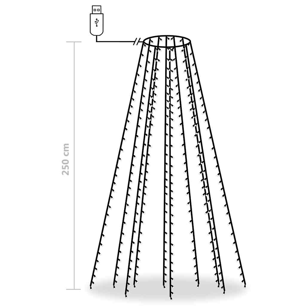 vidaXL Tree Light | Blue | PVC | 250 cm | Water-resistant materials