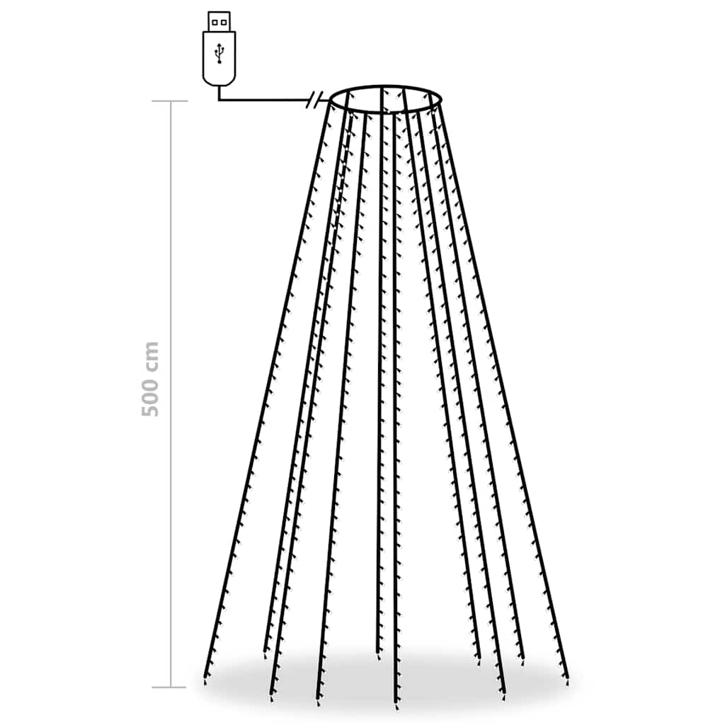 vidaXL Tree Light | Blue, Dark Green | PVC | 500 cm | Water-resistant