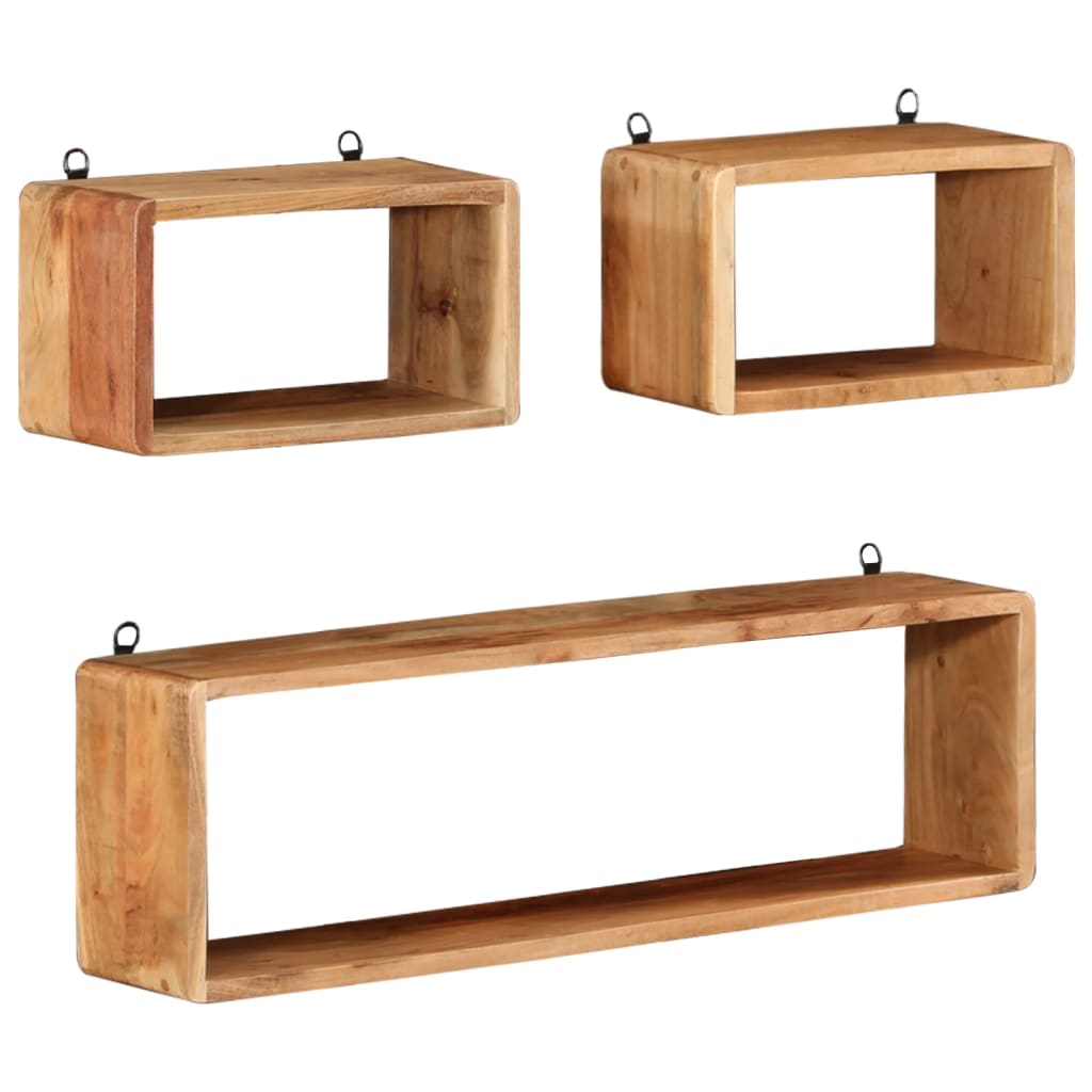 vidaXL Wall Cube Shelf | Natural acacia wood | Solid acacia wood