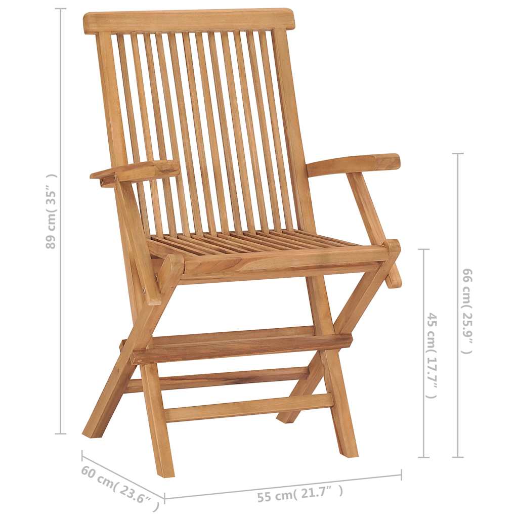 vidaXL Folding Chairs 8 pcs Solid Teak Wood
