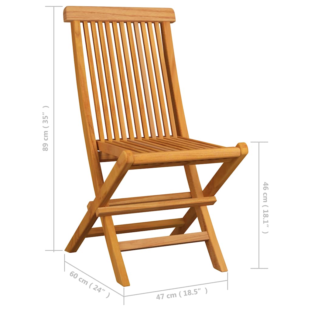 vidaXL Folding Chairs 8 pcs Solid Teak Wood