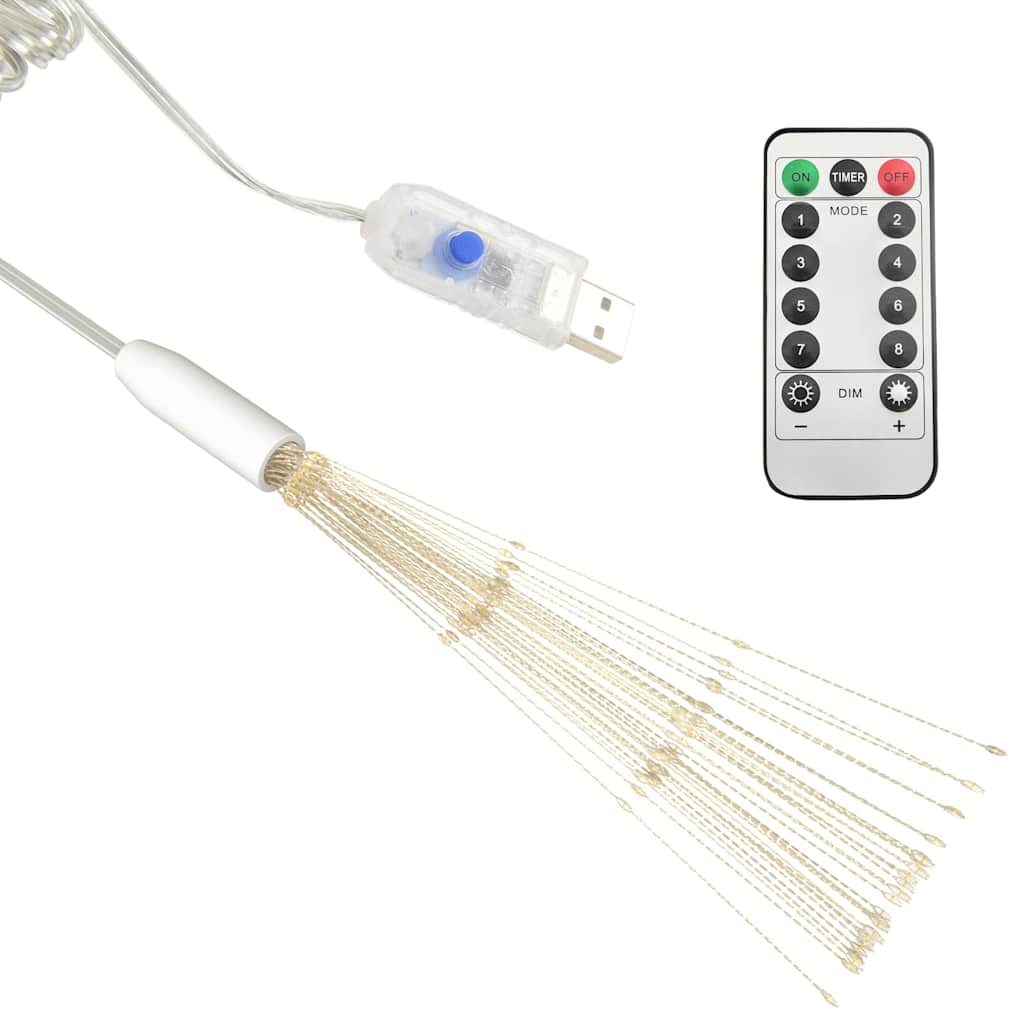 328599 vidaXL Outdoor Christmas Firecrack Lights 10pcs Warm White 20cm 1400LEDs