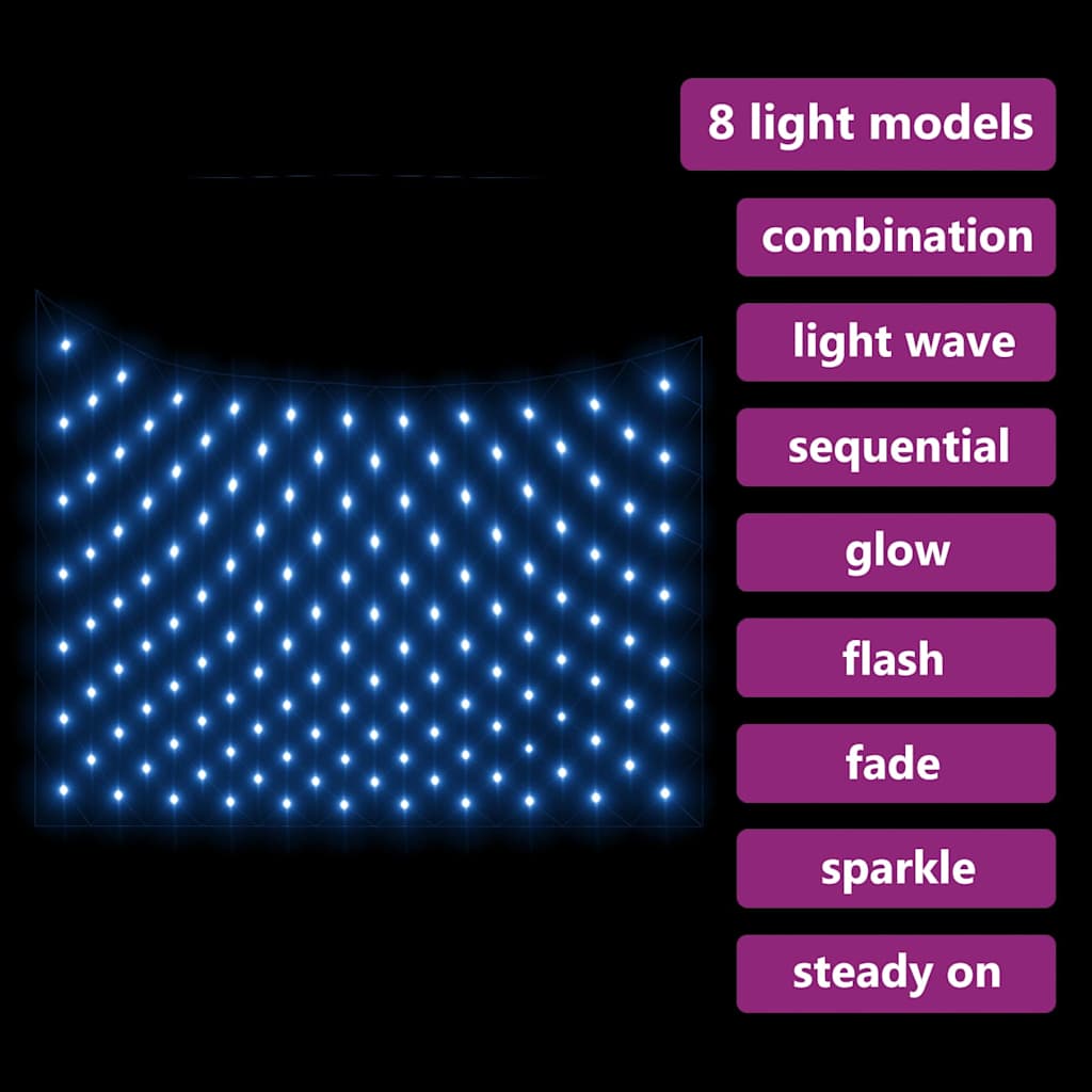 vidaXL Christmas Net Light Blue 3x2 m 204 LED Indoor Outdoor