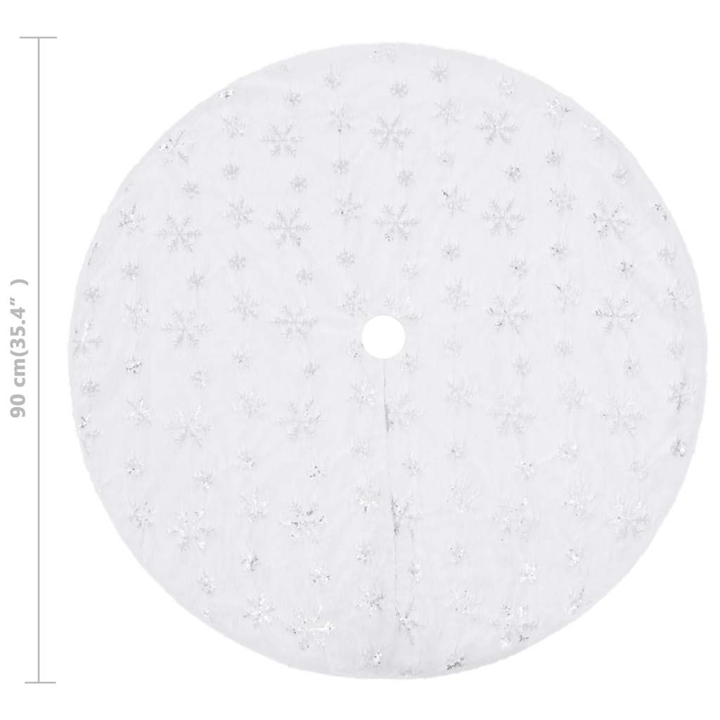 330272 vidaXL Luxury Christmas Tree Skirt White 90 cm Faux Fur