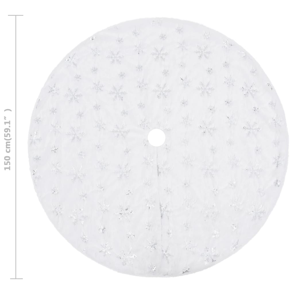 330274 vidaXL Luxury Christmas Tree Skirt White 150 cm Faux Fur