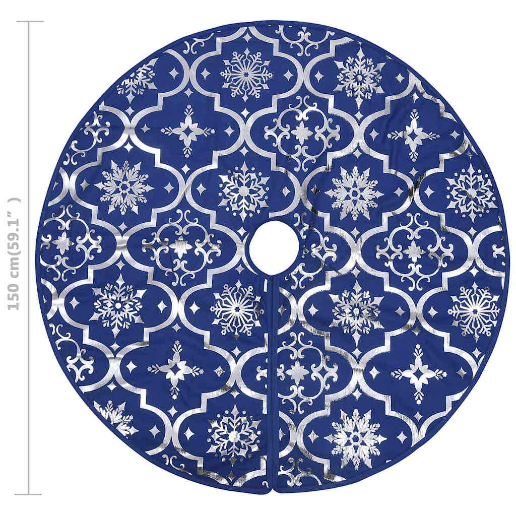 330280 vidaXL Luxury Christmas Tree Skirt with Sock Blue 150 cm Fabric