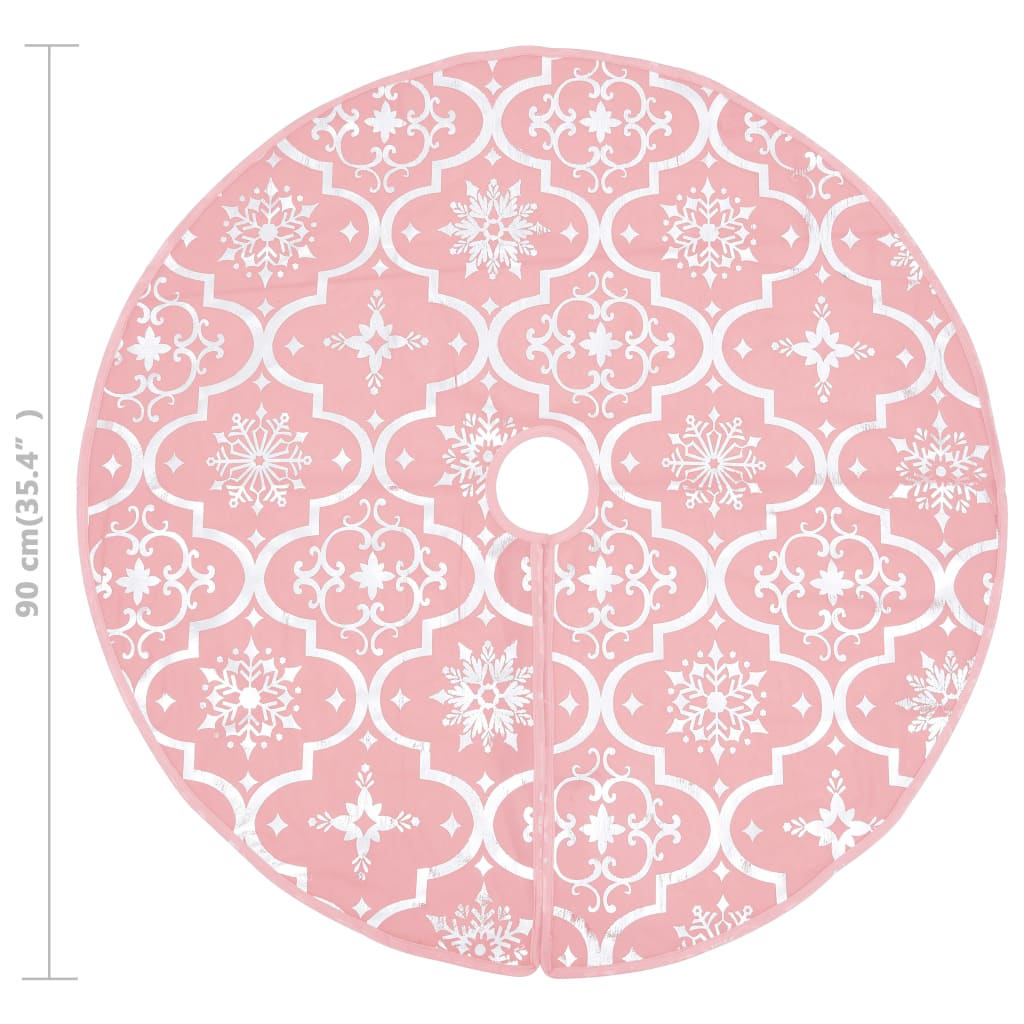 vidaXL Luxury Christmas Tree Skirt with Sock Pink 90 cm Fabric