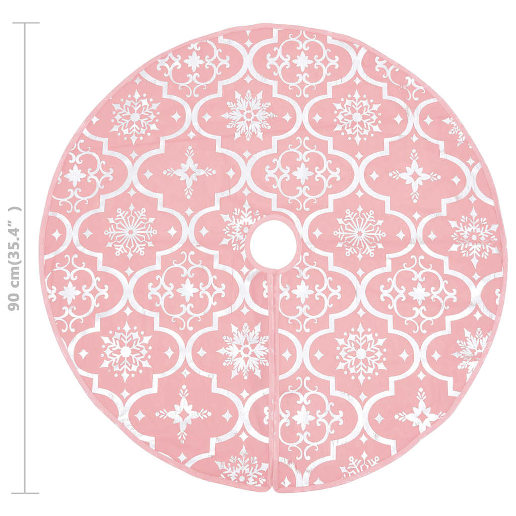 330284 vidaXL Luxury Christmas Tree Skirt with Sock Pink 90 cm Fabric