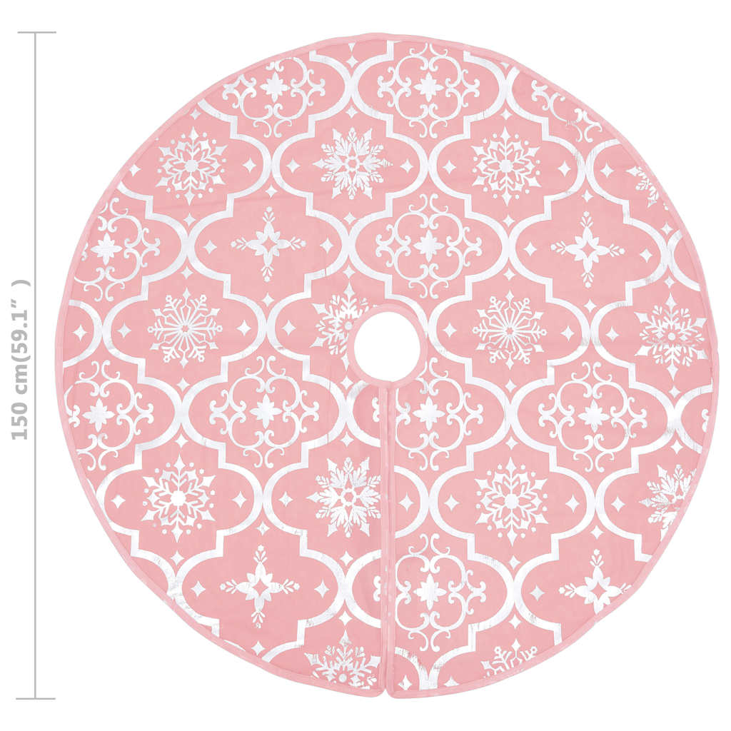 330286 vidaXL Luxury Christmas Tree Skirt with Sock Pink 150 cm Fabric