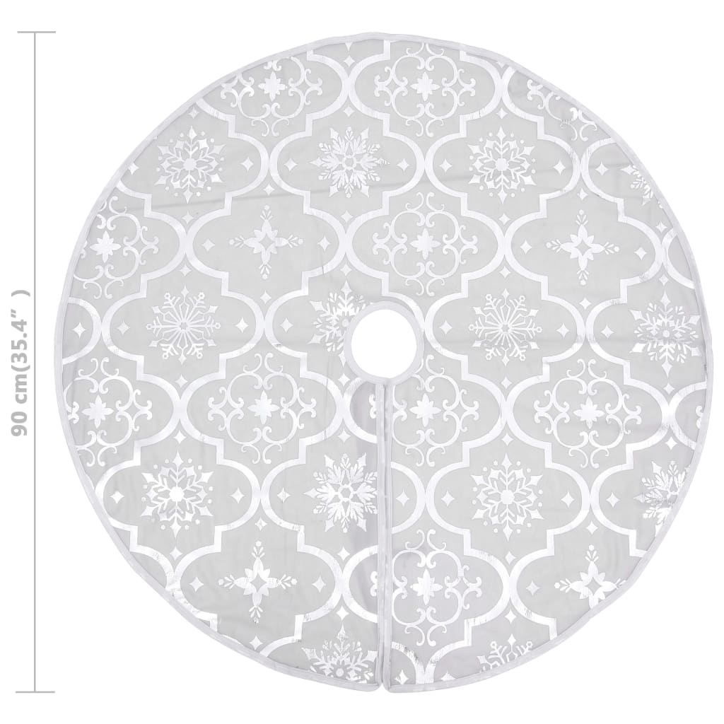 330287 vidaXL Luxury Christmas Tree Skirt with Sock White 90 cm Fabric