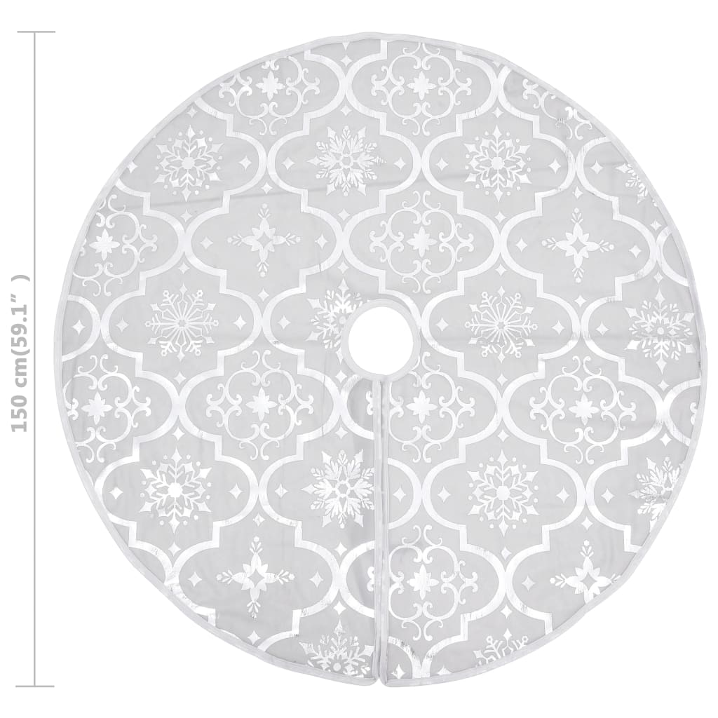 330289 vidaXL Luxury Christmas Tree Skirt with Sock White 150 cm Fabric