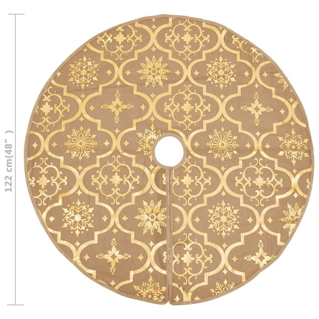 330291 vidaXL Luxury Christmas Tree Skirt with Sock Yellow 122 cm Fabric