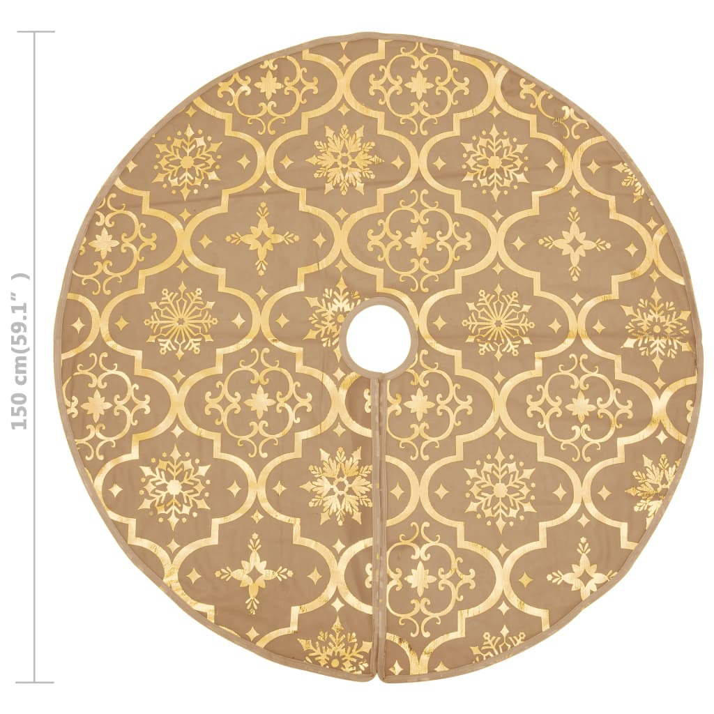 330292 vidaXL Luxury Christmas Tree Skirt with Sock Yellow 150 cm Fabric