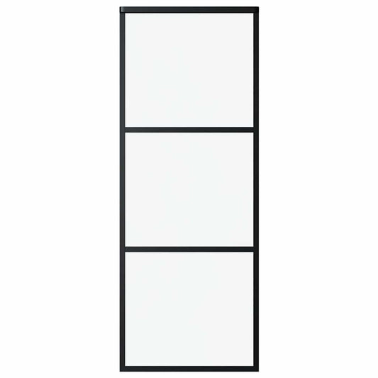 151008 vidaXL Sliding Door 3-Panel ESG Glass and Aluminium 76x205 cm Black
