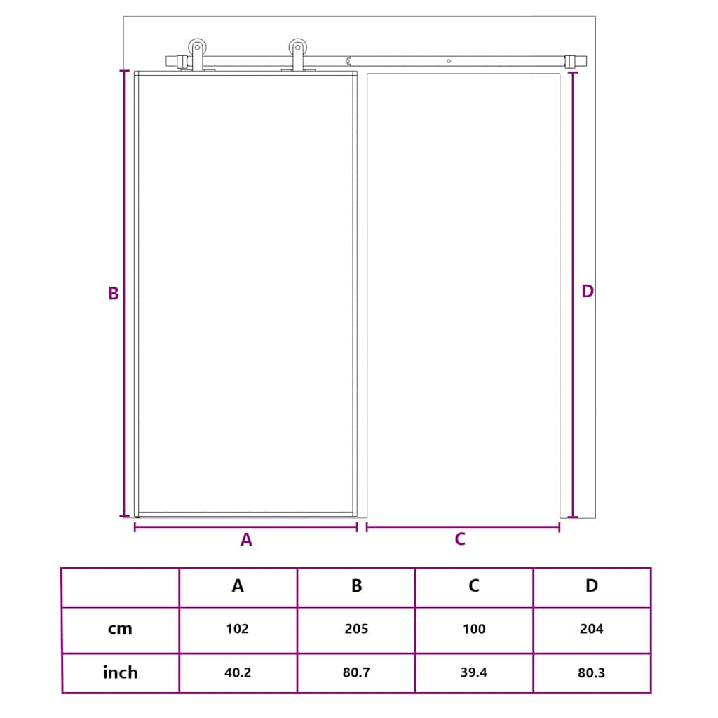 vidaXL Sliding Door ESG Glass and Aluminium 102x205 cm Black