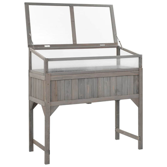 316472 vidaXL Raised Bed with Greenhouse 110x54x120 cm Solid Fir Wood