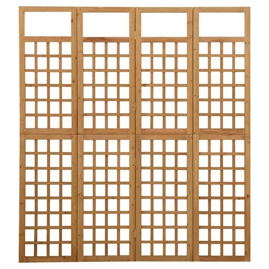 316479 vidaXL 4-Panel Room Divider/Trellis Solid Fir Wood 161x180 cm