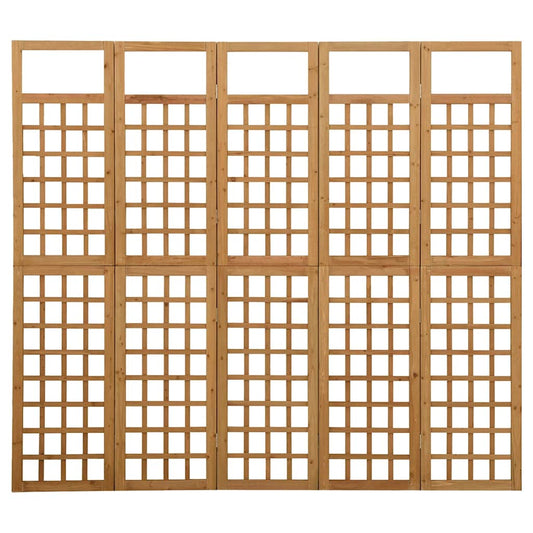 316480 vidaXL 5-Panel Room Divider/Trellis Solid Fir Wood 201,5x180 cm