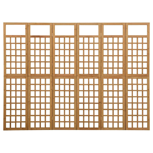 316481 vidaXL 6-Panel Room Divider/Trellis Solid Fir Wood 242,5x180 cm
