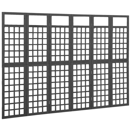 vidaXL 6-Panel Room Divider/Trellis Solid Fir Wood Black 242.5x180 cm