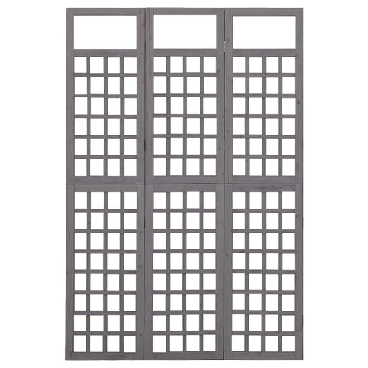 316486 vidaXL 3-Panel Room Divider/Trellis Solid Fir Wood Grey 121x180 cm