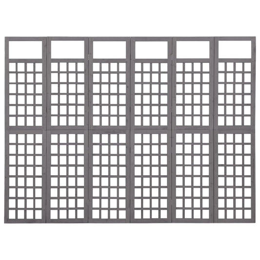 vidaXL 6-Panel Room Divider/Trellis Solid Fir Wood Grey 242.5x180 cm