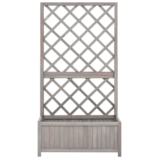 vidaXL Planter with Trellis Grey 70x30x135 cm Solid Wood Fir