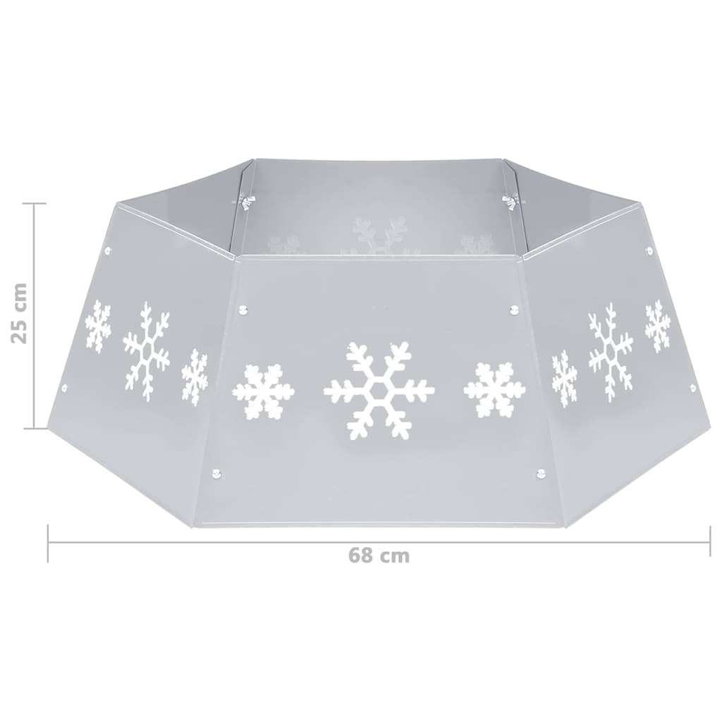331305 vidaXL Christmas Tree Skirt Silver and White Ø68x25 cm