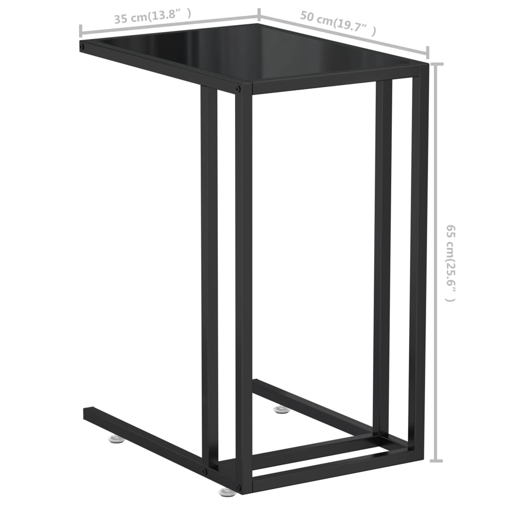 vidaXL Side Table | Black | Tempered Glass, Powder-Coated Iron | Medium