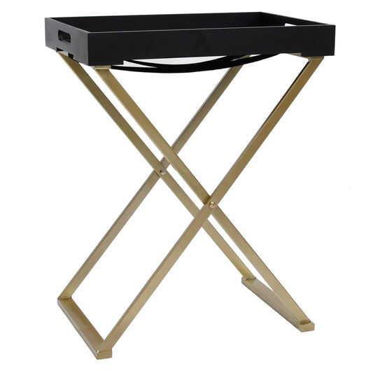 vidaXL Folding Table Gold and Black 48x34x61 cm MDF