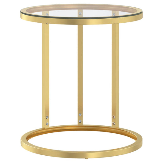 331661 vidaXL Side Table Gold and Transparent 45 cm Tempered Glass