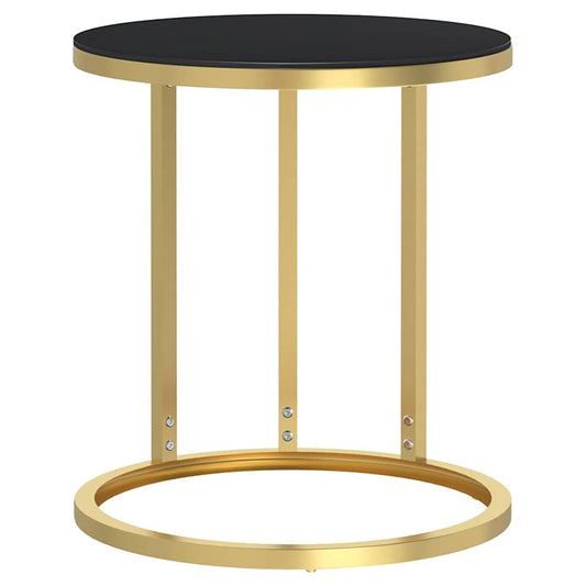 331662 vidaXL Side Table Gold and Black 45 cm Tempered Glass