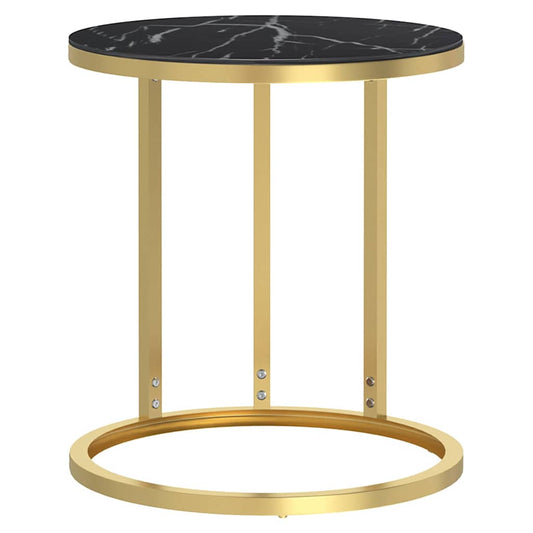 331663 vidaXL Side Table Gold and Black Marble 45 cm Tempered Glass