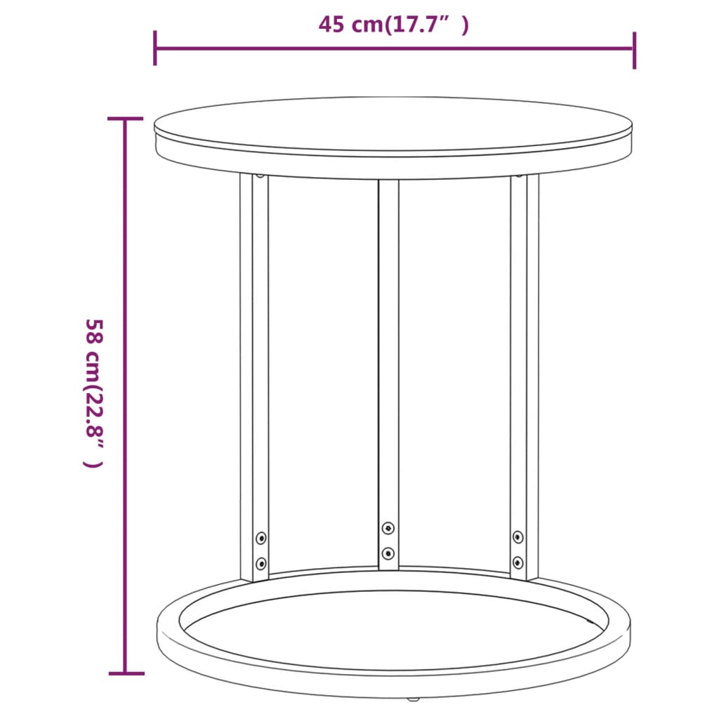 vidaXL Side Table Gold and Black Marble 45 cm Tempered Glass