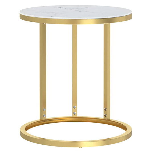 331664 vidaXL Side Table Gold and White Marble 45 cm Tempered Glass