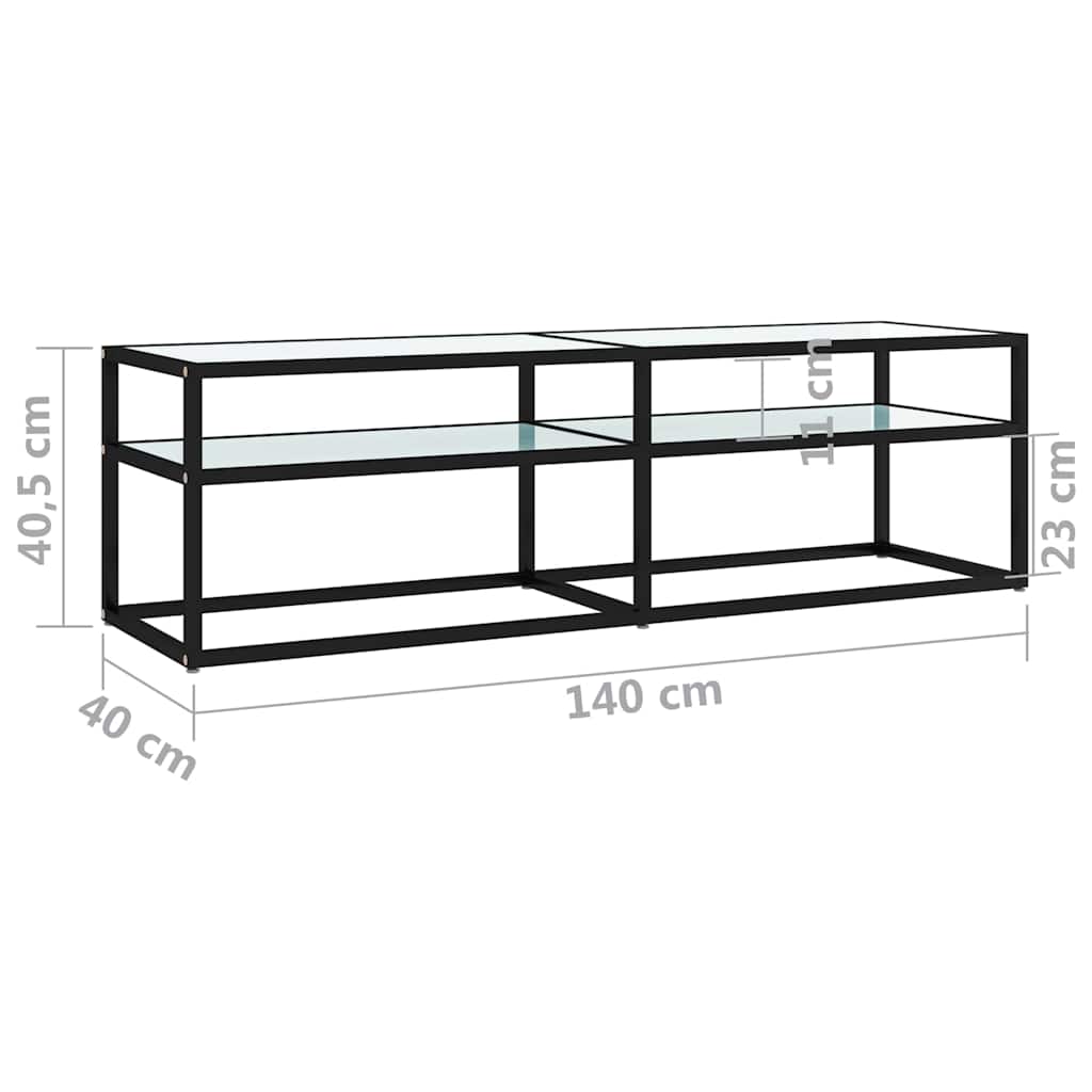 vidaXL TV Cabinet White Marble 140x40x40,5 cm Tempered Glass