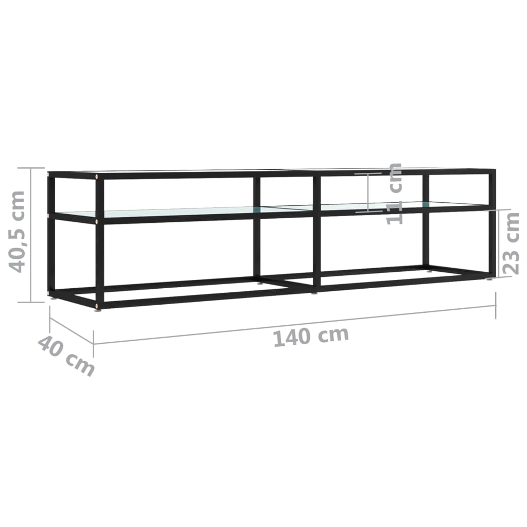 vidaXL TV Cabinet | White | Tempered Glass | Large | TV Cabinet | Rectangular