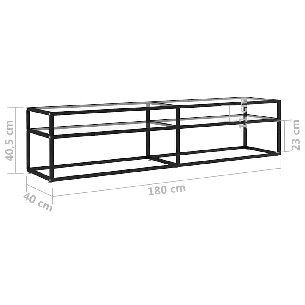 331722 vidaXL TV Cabinet Transparent 180x40x40,5 cm Tempered Glass